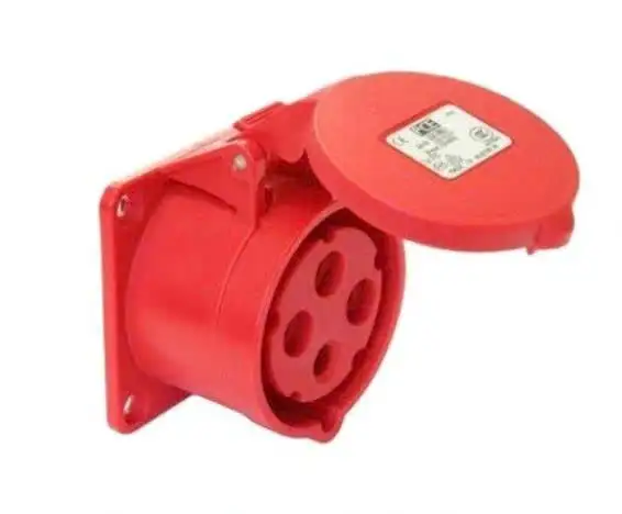 Ổ cắm công nghiệp gắn tủ cố định có nắp PCE 32A 4P 4 chân IP44 400V 6H F124 PCE PCE F124