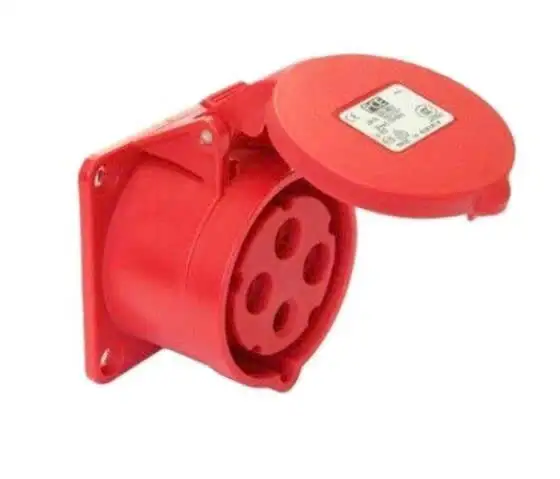 Ổ cắm công nghiệp cố định gắn tủ dạng thẳng 32A 4P 4 chân IP44 400V 6H F324 PCE F324